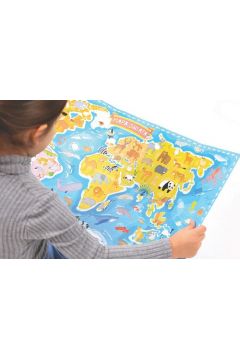 Puzzle 60 el. Mapa wiata Zwierzta z figurkami Bright Junior Media
