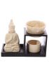 wiecznik olejowy z drewna i ceramiki - Budda