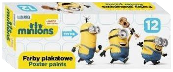 Farby plakatowe 12 kolorów 20ml Minionki BAMBINO Farby plakatowe 12 kolorów 20ml Minionki BAMBINO
