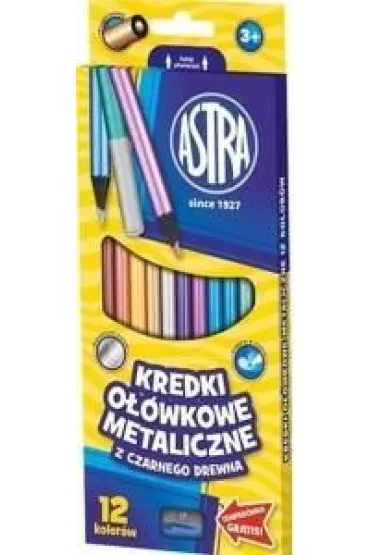 Astra Kredki o��wkowe czarne drewno metalik 12 szt.