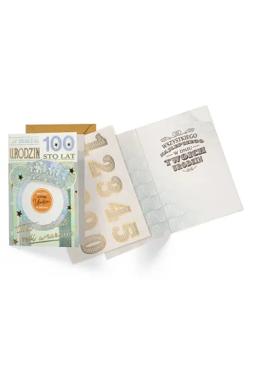 Kukartka Karnet DK-1305 Urodziny  wymienne cyfry, banknot 100