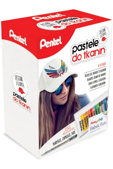 Pentel Pastele do tkanin + czapka zestaw 15 kolor�w