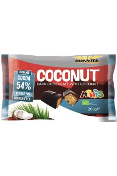 Bonvita Batony z nadzieniem kokosowym w polewie z gorzkiej czekolady bezglutenowe 10 x 20 g Bio