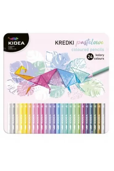 Derform Kredki pastelowe tr�jk�tne w metalowym pude�ku 24 szt.