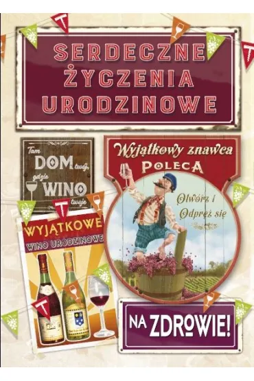 Trend Karnet B6 FUN ma�y Urodziny m�skie, wino - MF29