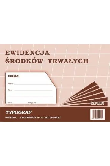 Druk ewidencja �rodk�w trwa�ych A5 (48014)