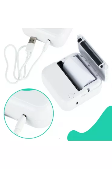 Drukarka mini termiczna do zdj etykiet kabel USB kwadratowa