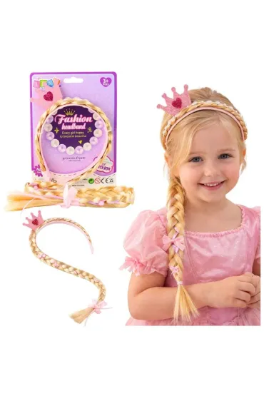 LeanToys Opaska z d�ugim warkoczem r� wst��ka korona 50cm