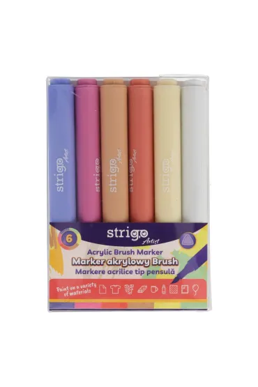 Strigo Marker akrylowy z ko�c�wk� Brush 6 szt.