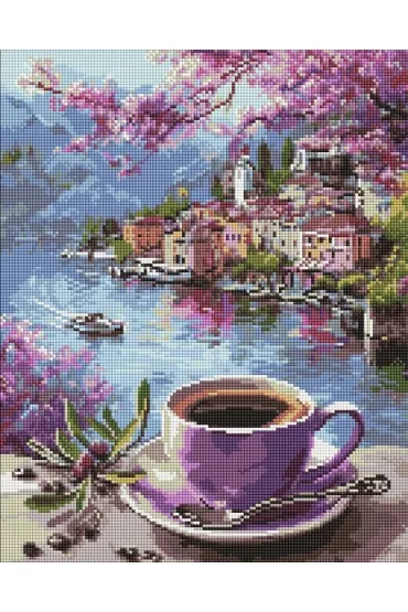 Diamentowa mozaika - Kawa w fioletowych 40x50cm