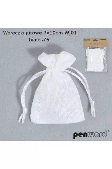 Penword Woreczki jutowe bia�e 6 szt.