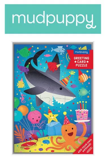 Mudpuppy Puzzle-kartka z �yczeniami 12 el. Kosmos/Rekin mix
