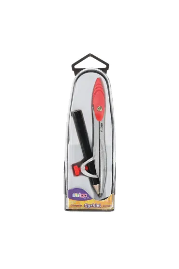 Strigo Cyrkiel metalowy z o��wkiem w plastikowym etui czerwony