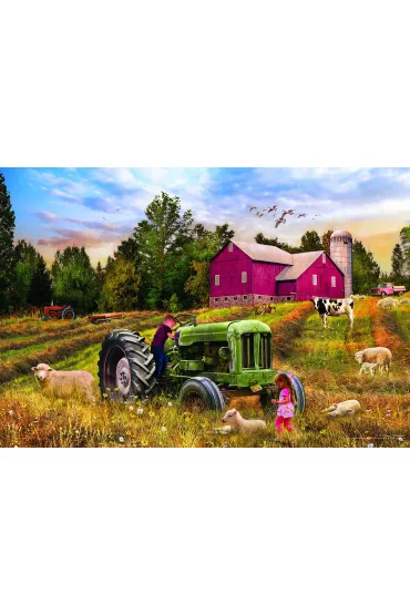 Puzzle 550 el. Vintage Tractor Shaped - Tin metal box Eurographics
