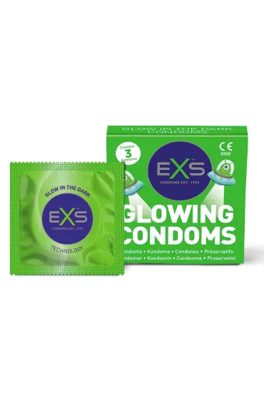 Exs Glowing Condoms prezerwatywy �wiec�ce w ciemno�ci. 3 szt.