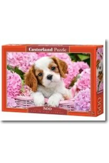 Puzzle 500 el. Szczeni� w r�owych kwiatach Castorland