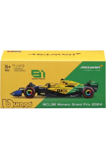 Bburago model 1:43 bolid f1 mclaren mcl38 oscar piastri gp monaco 2024 senna