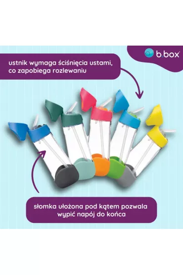 b.box Butelka na wod� tritanowa ze s�omk� Blue Slate 600 ml