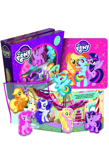 My Little Pony. Ksi��eczka k�pielowa + 6 figurek z przyzsawk� i torba siateczkowa z przyzsawkami