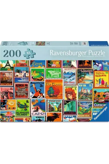 Puzzle 200 el. XL Znaczki pocztowe Ravensburger