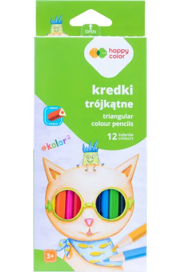 Happy Color Kredki drewniane tr�jk�tne 12 szt.
