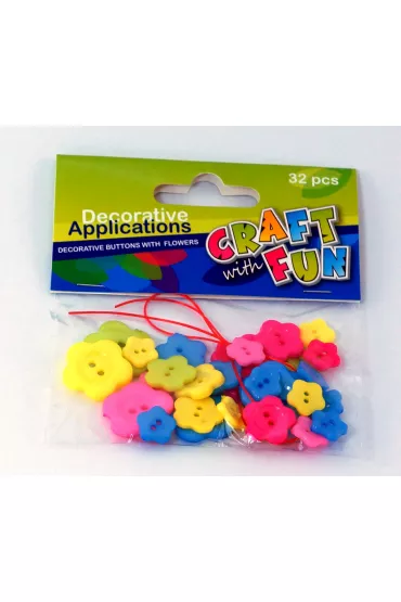 Craft with Fun Ozdoba dekoracyjna Guzik kwiat 32 szt.