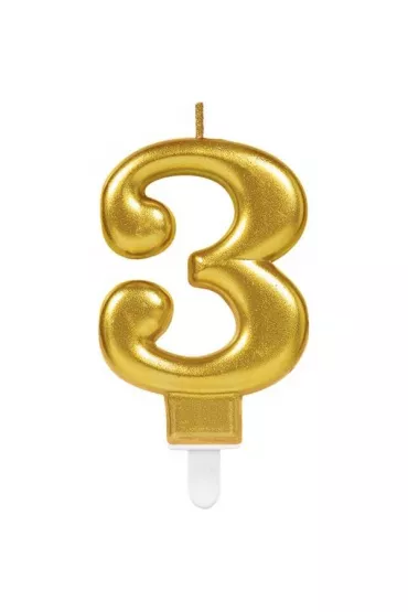Amscan �wieczka cyferka 3 Sparkling Celebrations z�ota