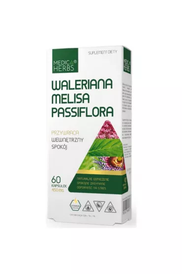 Medica Herbs Waleriana Melisa Passiflora Suplement diety 60 kaps.