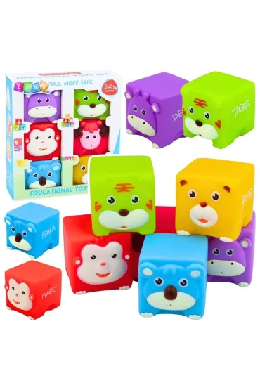 Zestaw klock�w gumowych Zwierz�ta 6 szt. LeanToys