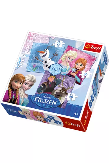 Puzzle 3w1 20x36x50 el. Bohaterowie Krainy Lodu Frozen 34810 Trefl