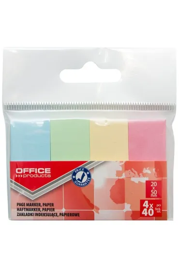 Office Products Zak�adki indeksowe 20 x 50 mm 4-kol. pastelowe