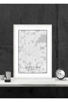 Moskwa mapa czarno biaa - plakat 50x70 cm