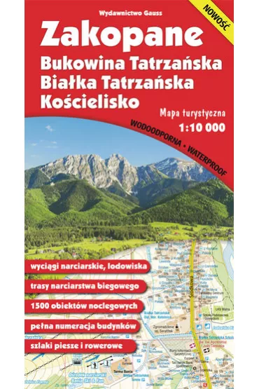 Zakopane, Bukowina, Bia�ka i Ko�cielisko. Mapa foliowana