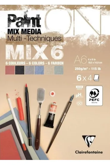 Clairefontaine Blok A6 papier�w mix6 250g 24ark