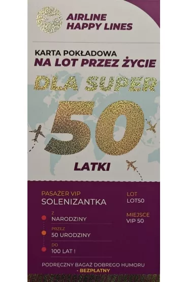 Yeku Karnet karta pok�adowa 50 urodziny damskie