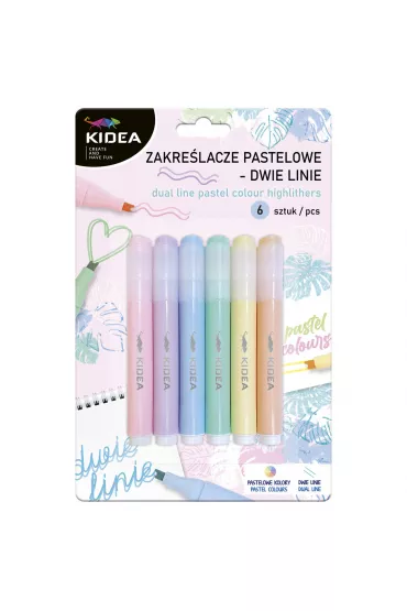 Derform Zakre�lacze pastelowe dwie linie Kidea 6 kolor�w