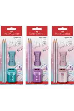 Faber-Castell Zestaw Sparkle Cosmic: 2 ołówki, gumka, temperówka