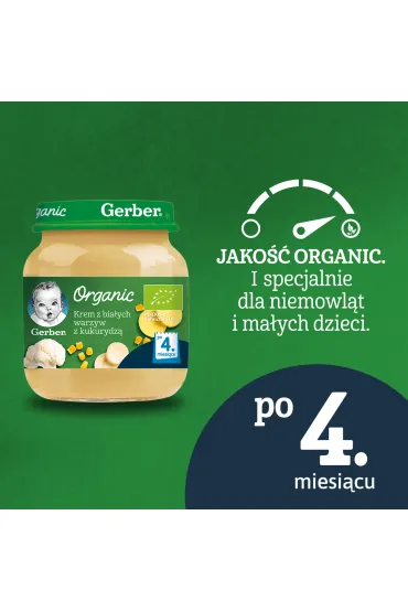 Gerber Organic Zupka krem z bia�ych warzyw z kukurydz� dla niemowl�t po 4 miesi�cu 125 g Bio