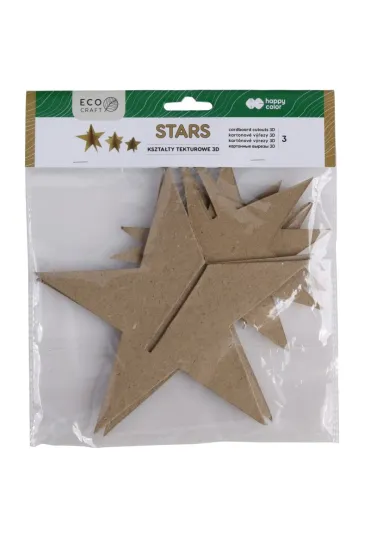 Happy Color Kszta�ty tekturowe STARS, 9-18 cm, 3 sztuki