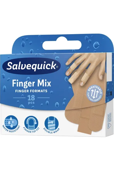 Salvequick Plastry opatrunkowe na palce Finger Mix 18 szt.
