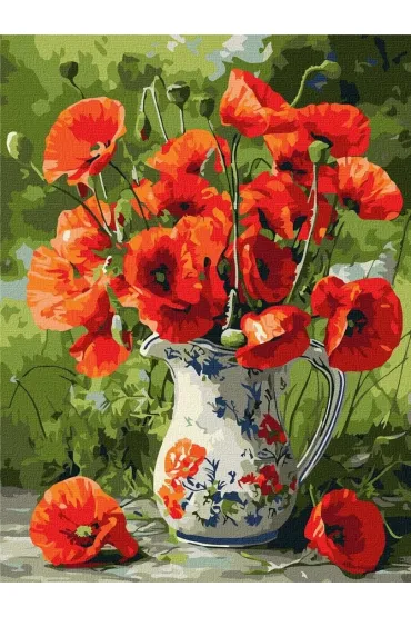 Ideyka Malowanie po numerach - Maki w porcelanie 30x40cm