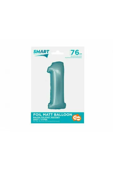 Godan Balon foliowy Smart Cyfra 1 jasna niebieska matowa 76cm