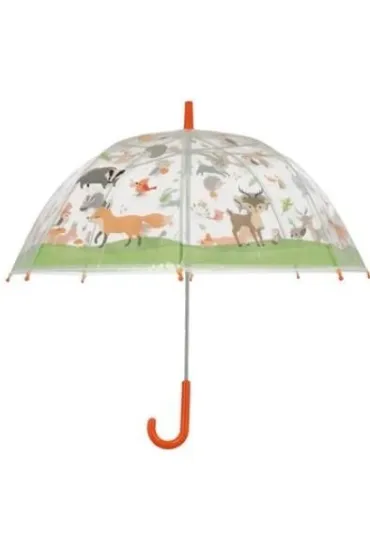 Przezroczysty parasol dzieci�cy le�ne zwierz�ta