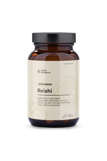 Aura Herbals Mycodrop, Reishi 30:1, 30% beta-glukan suplement diety 60 kaps.
