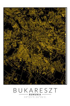Bukareszt zota mapa. Plakat 61x91,5 cm