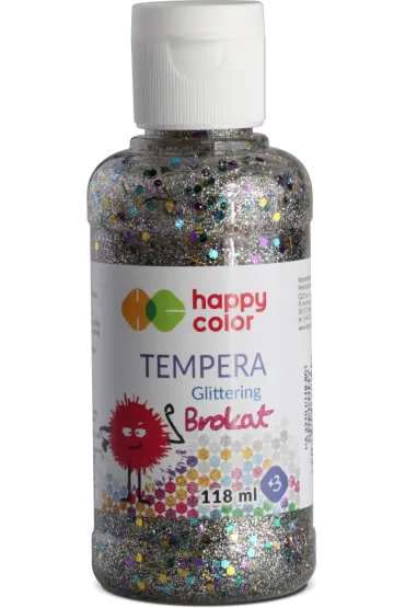 Happy Color Farba tempera brokatowa, srebrna, 118 ml