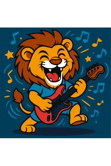 Malowanie po numerach - Lew z gitar� Kids 25x25cm Ideyka