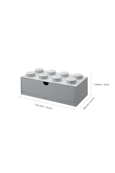 Szufladka na biurko klocek LEGO Brick 8 Szara