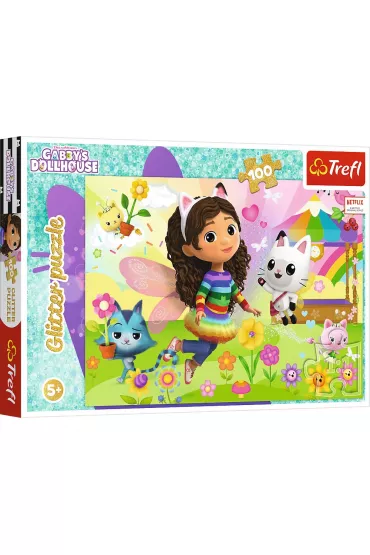 Puzzle 100 el. Glitter. Brokatowa Gabby - Koci Domek Gabi Trefl