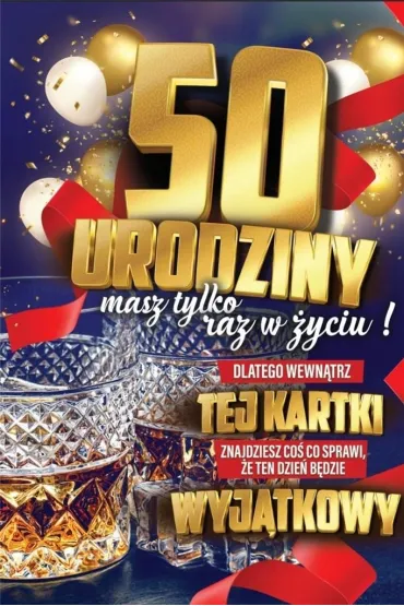 Yeku Karnet 50 Urodziny m�skie z naklejk� na butelk� JCX071